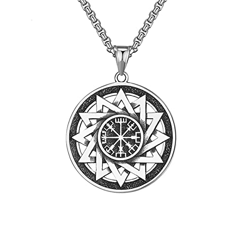 YAHOYA Pentagram Supernatural Pendentif Collier pour Hommes Acier Inoxydable Petite Clé de Bijoux