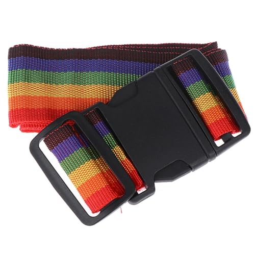 Sangle de bagage arc-en-ciel croisée et réglable de 180cm avec boucle de voyage