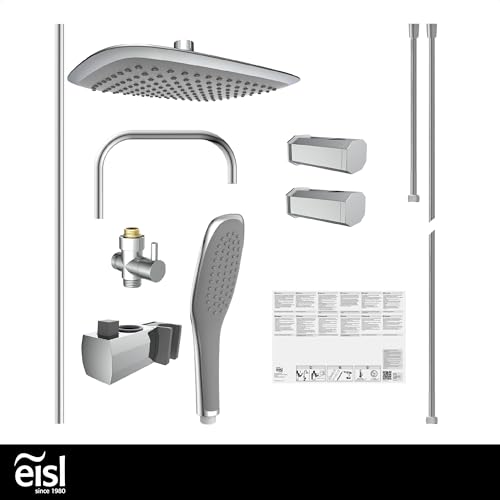 EISL EASY FRESH DX12006 Set doccia senza rubinetto, colonna docia, set doccia con doccia a pioggia grande e doccetta, colonna doccia senza miscelatore, kit di installazione completo, cromato - 8