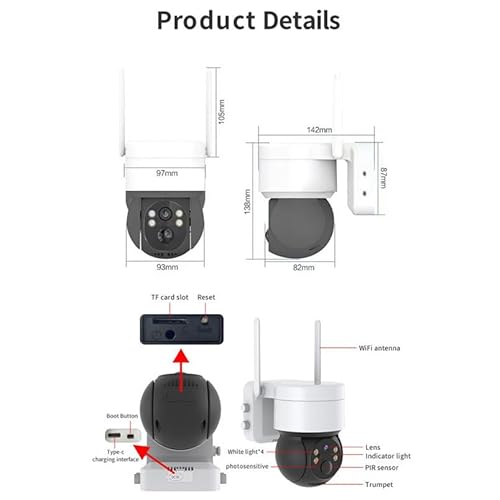 Camera De Segurança Solar Externa 360° Speed Dome Prova D'água Visão Noturna