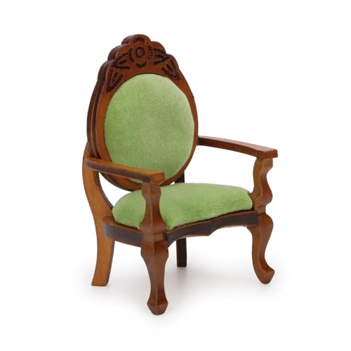 Dollhouse Chair Miniature Furniture Retro Vintage Chair Wooden Accessories 1:12 Chairs Upholstered Victorian Carved Armchair for Christmas Decoration...