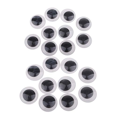 oshhni Adesivos de sachê de olhos móveis tamanhos diferentes olhos autoadesivos de - 30 mm 20 peças