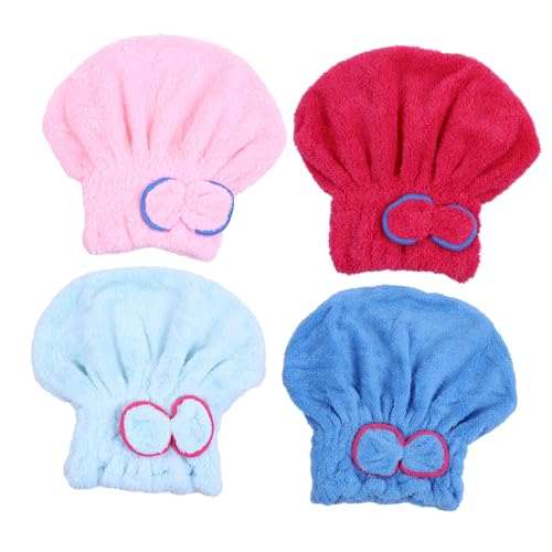 Alipis 4 Piezas Gorros de Microfibra para Secar Cabello Ultra Absorbentes Toallas Turbante Suaves y Rápidas para Uso Cómodo y Eficaz
