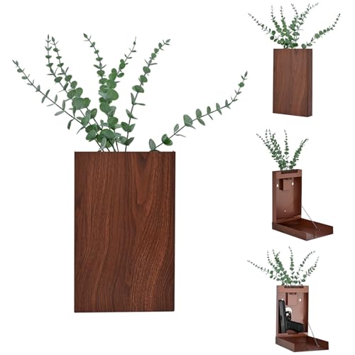 MODorlia Hidden Gun Storage，Wall-Mounted Flower Pots Vase Simulation Eucalyptus Farmhouse Wall Decor Suitable for Indoor Fake Plants Living Room Bedroom Kitchen Home Office Decoration