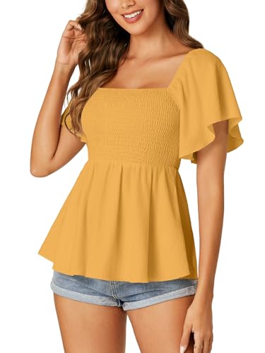 Image of LYANER Women's Square Neck Cute Peplum Top