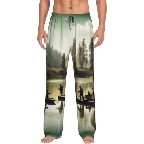 Pantalon de pyjama léger homme imprimé pêche vêtement de nuit respirant 4 saisons