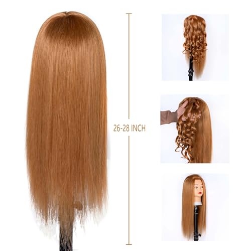 mannequin head with 80 human hair straight 2634-2834 doll head with hair cosmetology mannequin head human hair for hairdresse 27yellow