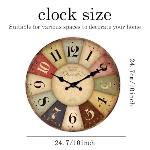 Farmhouse Wooden Wall Clocks Battery Operated 10 Inch - Image 3