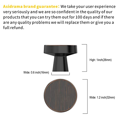Image of Asidrama 20 Pack Oil Rubbed Bronze Cabinet Knobs Heavy-Duty Solid Kitchen Cabinet Pulls Drawer Black Hardware for Bathrooms Cabinets