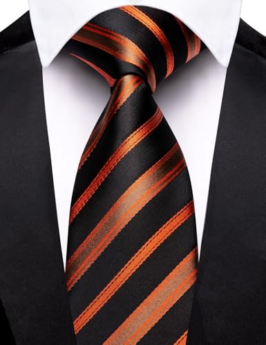 Image of Barry.Wang Mens 6 PCS Ties Silk Striped Paisley Check Floral Necktie Silky Woven Wedding Business Party Ties 3.34 inch