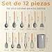 Imagen de JUPPLIES Juego de Utensilios de Cocina de Silicona 12 Piezas con Mangos de Madera y Soporte Organizador