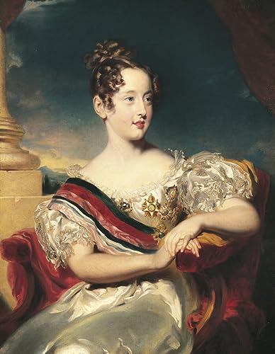 Toile portrait Maria II de Portugal reine peinture moderne salon 60x90cm