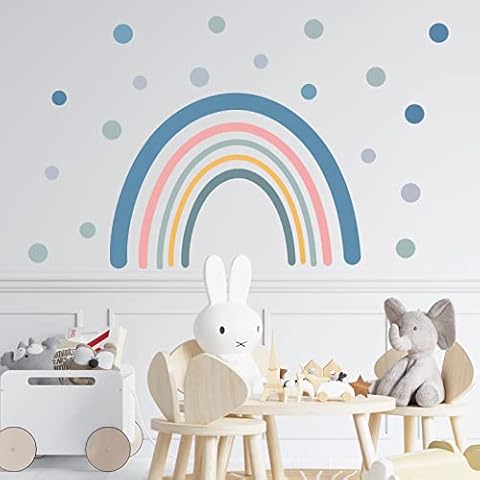 Rainbow Wall Sticker Boho Wall Decals for Girls Bedroom Removable Wall Decor Pastel Peel and Stick Wallpaper for Nursery Kids Playroom Classroom and Living Room Cover