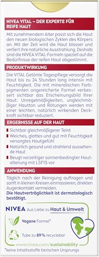 NIVEA VITAL BB Getönte Tagescreme mit LSF 15, Gesichtspflege für natürliche Deckkraft dank mineralischen Farbpigmenten, Gesichtscreme für reife Haut (50 ml)