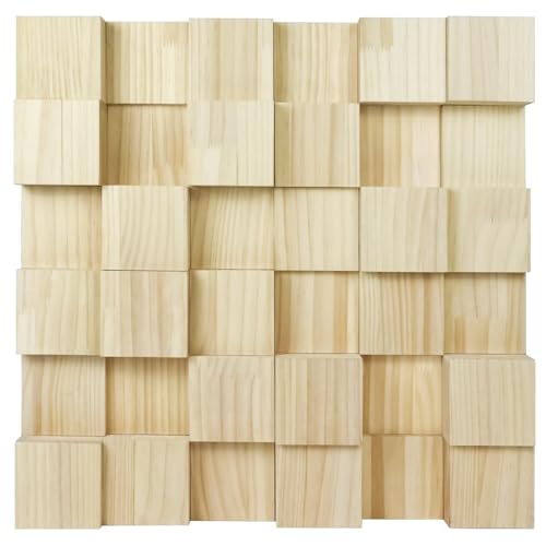 BXI Wood Sound Diffuser - 24 X 24 X 2.8 Inches Thick Acoustic Diffusion Panels Add Listening Room Musical Liveliness, Quadratic Residue Diffusor for Wall and Ceiling Acoustical Treatment (3D)