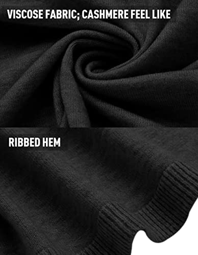 Puli Women's Versatile Knitted Scarf With Buttons Light Weight Spring Summer Autumn Shawl Poncho Cape Cardigan, Black #TOP4
