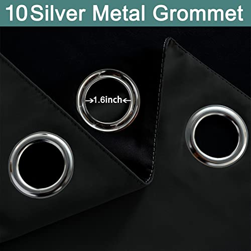 Image of Yakamok 100% Blackout Curtains for Bedroom, 2 Thick Layers Thermal Insulated Grommet Total Blackout Drapes with Black Liner for Living Room (62Wx63L,Black, 2 Panels)