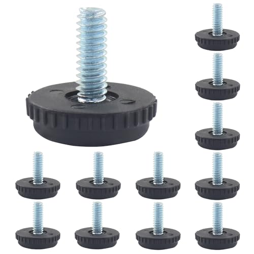 HARSKIYER 12 Pcs Adjustable Leveling Feet, 1/4-20 Screw in Thread Patio Furniture Levelers, Universal Table Levelers Feet Glides for Cabinets, Chair
