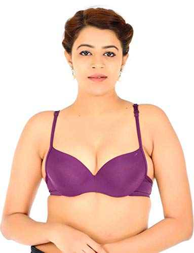 Image of Brachy Women's 85% Polyamide, 15% Elastane Heavily Padded Underwire Push Up Bra Pink