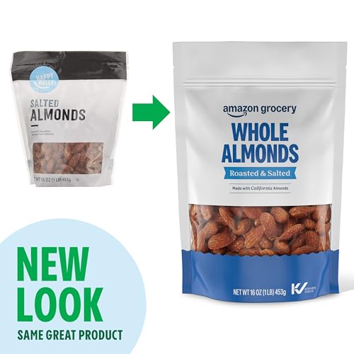 Amazon Grocery, Whole Almonds, Roasted & Salted, 16 Oz (Previously Happy Belly, Packaging May Vary) - image 3