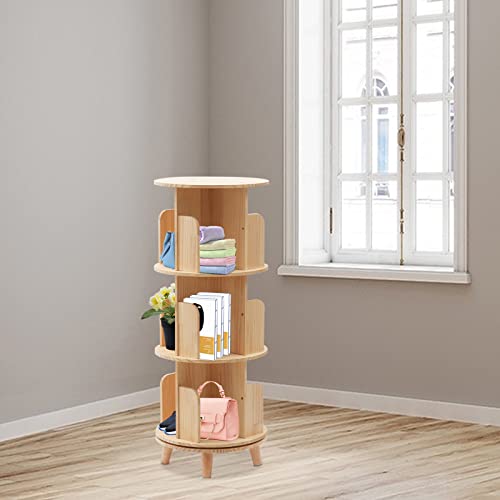 Ocasami 3 Tier Rotating Bookshelf 360 Display Floor Standing Shelves Bookshelf Book Storage For Kids&Adults, Wood Bookshelf Organizer, Cornerbookshelf, Space Saving(40"X18"X18") #TOP1