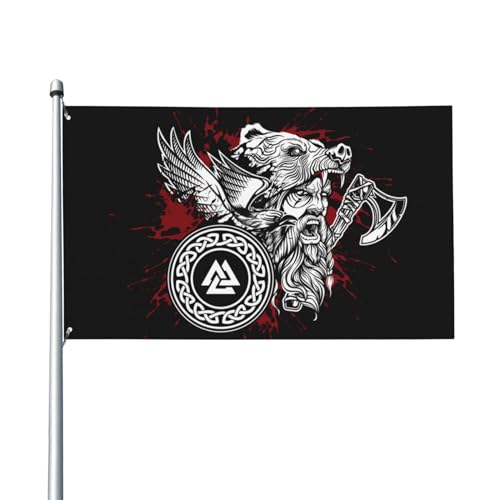 Odins Wikinger-Krieger-Bär auf seinem Kopf, Flagge für Haus, Rasen,...