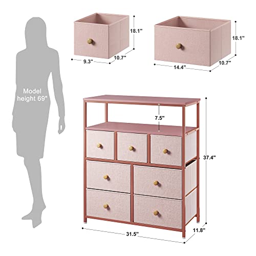 Enhomee Dresser, Fabric Dresser Storage Organizer, Dresser Organizer For Bedroom Portable Closet Dresser Pink Dresser For Girls Bedroom Dressers & Chests Of Drawers For Living Room, Entryway, Nursery #TOP1