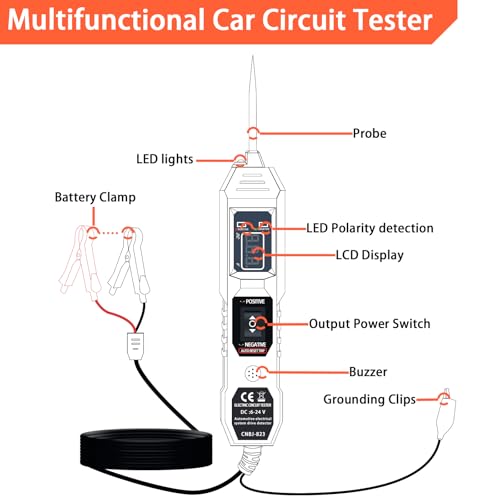 Multifunctional Car Circuit Tester for 6-24V/3.5-36V AC/DC with Digital Display and Short Circuit Finder