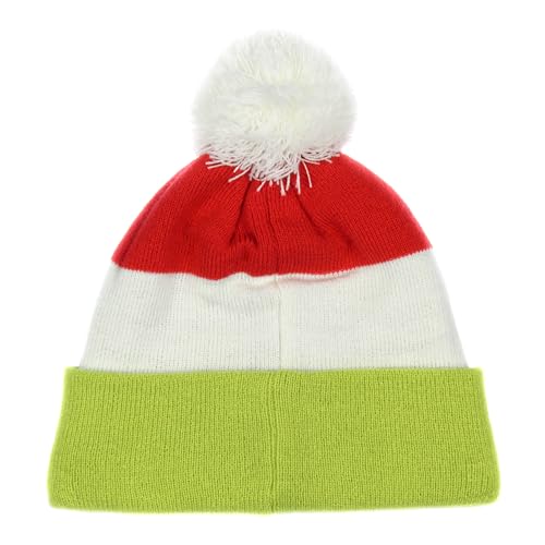 Dr. Seuss Grinch Gorro de malha adulto multicolorido com estampa de pompom bordado, Multicolorido.,
