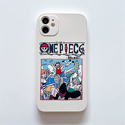 For Iphone 13 Pro Case Cover, Japan Cartoon Anime One Piece Luffy Soft Silicone Case Cartoon Manga Character Protective Back Cover For Iphone 13 Pro (For Iphone 13 Pro, White) #TOP3