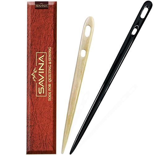 Savina Set 2 Nalbinding Needle Bone & Horn with Large