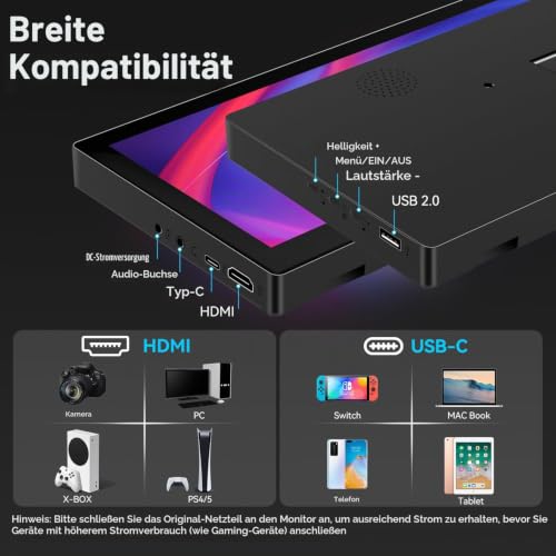 10.3 " Mini Touch Screen Monitor, 400cd/m², VESA, Travel Display HDMI USBC – Ansicht 4
