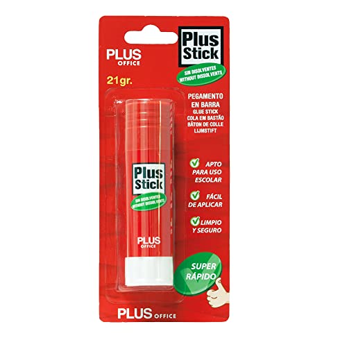 Plus Office - Pegamento en Barra Glue Stick, Pegamento Multiusos de Secado transparente para Manualidades, el Hogar, Escula y Oficina - Barra 21 gramos
