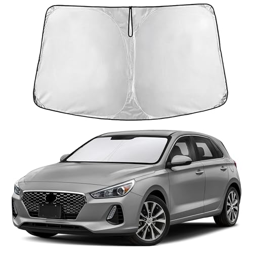 Image of EcoNour Windshield Sun Shade for Hyundai Elantra 2017-2020 | Front Window Sunshade | Foldable Car Sun Protector | Blocks UV Rays & Keeps Interior Cooler