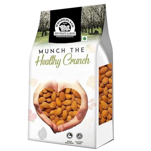 Image of Wonderland Foods 1Kg Premium Raw California Almonds Pouch Pack | Badam Giri | Nutritious & Delicious High in Fiber & Boost Immunity | Dry Fruits Real Nuts | Gluten Free