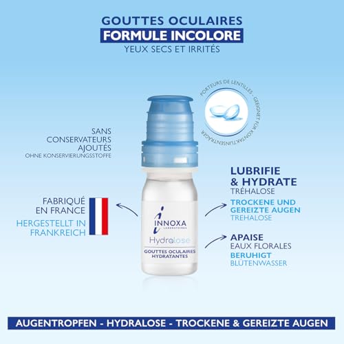 INNOXA Laboratoires - Augentropfen - Aufhellung des Augenweiß – Befeuchtet gerötete und müde Augen – Originalformel – Made in France – Ohne Konservierungsstoffe - 10 ml