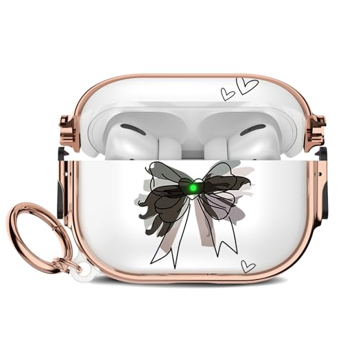 Maxjoy for Cute Airpods Pro 2 case with Safety Lock,Compatible Airpods Pro Case 2nd/1st Gen,Compatible Black Bow AirPods Case Cover for Women Girly with Keychain-Transparent by Maxjoy - Used condition - US$11.35