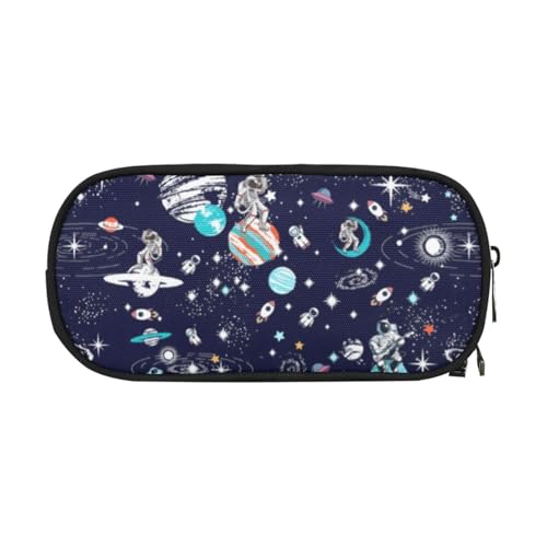 Image of ANANGTEE Space Astronauts Music Pencil Pouch Case for Teen Boys Men 10 | Human Makeup Bag Clutch for Women, Large Capacity Canvas School Suppies Zipper, Office Desk Soft Organizer Pen Box