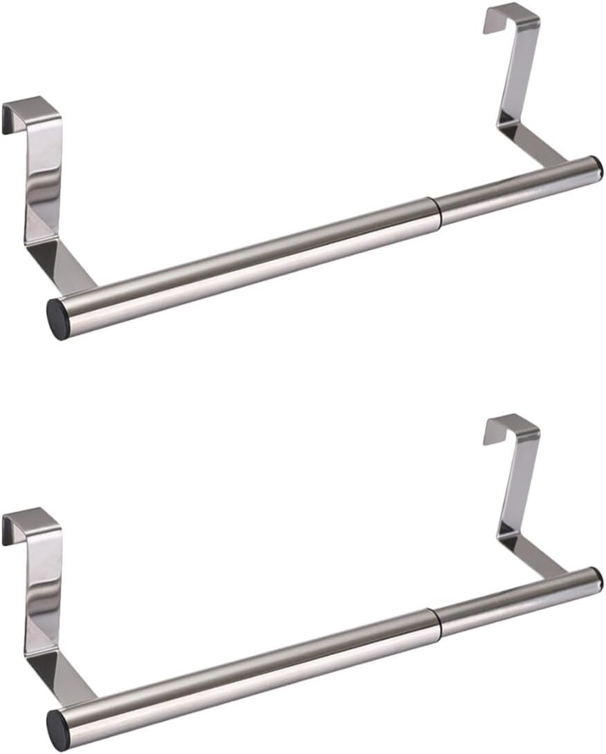 Cabilock Punch-Free Over Door Towel Rack Stainless Steel Telescopic Adjustable Bar for Kitchen Cabinet Bathroom Storage 15.9 Inch