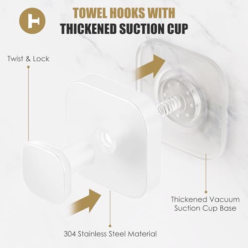 Image of BKV Suction Cup Hooks for Shower,Heavy Duty Shower Hooks for Bathroom Wall,Glass Windows,Smooth Doors to Hang Towels,Robes,Coat,Reusable Suction Cup Wreath Hanger for Christmas Wreaths-White(2 Pack)