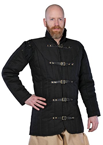  Elbenwald LARP - Gambeson Warrior S-4XL medievale (XXL, nero)