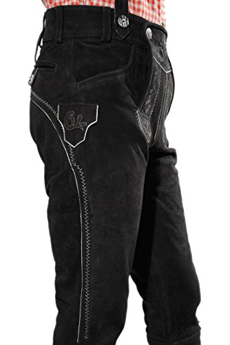 Premium klederdrachtbroek met bretels in zwart, Beierse klederdrachtbroek, kniebroek voor het Oktoberfest, maat 44-60 - Afbeelding 4