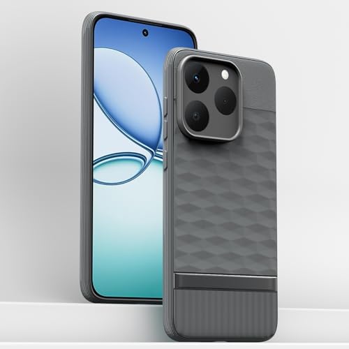 Image of Pikkme Back Cover for Realme 15T 5G / Realme Narzo 90 5G Camera Protection 3D Hexa Cube Design Silicone Protective Bumper Case (Grey)
