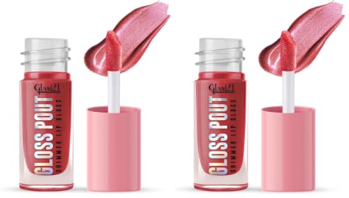 Image of Glam21 Gloss Pout Shimmer Lip Gloss| High Shine |Glossy Finish |Soft & Hydrating Lips | Non-sticky texture | Lightweight | Glass-like shine | Crimson Kiss-Red | 7gm (Pack of 2)