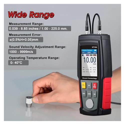 Calibrador de espesores ultrasónico digital, medidor para pruebas no destructivas en acero, aluminio, cobre, vidrio y materiales metálicos (modelo WT100A) miniatura 4