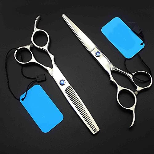 Hair Cutting Scissors, 6/5.5Inch Left Hand Sliver Professional Hairdressing Scissors Cutting Shears Thinning Scissors Human Hair Scissors Set,