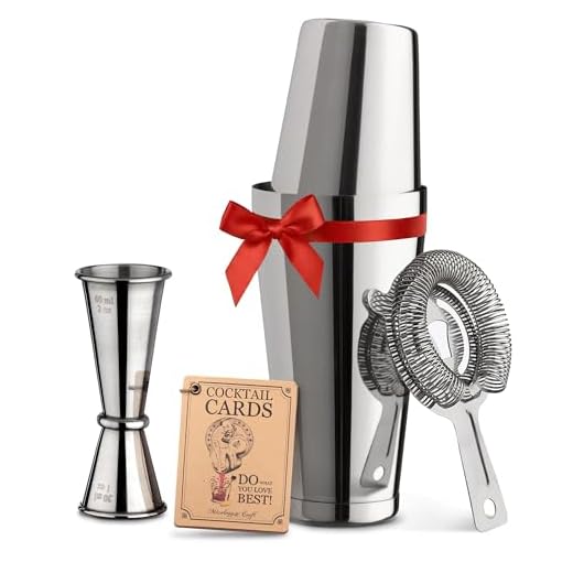 Cocktail Shaker Boston Shaker Set: Professional Weighted Martini Shakers, Cocktail Strainer and Japanese Jigger | Portable Bar Shaker Set for Drink Mixer Bartending | Exclusive Recipes Cards (Silver)