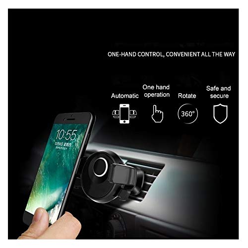 DFV mobile - Rotatable Car Air Vent Phone Holder Stand Mount with Automatic Clip Compatibile con WIKO View Go (2018) - Black