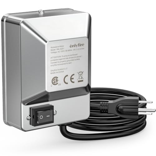 onlyfire Universal Stainless Steel Grill Electric Rotisserie Motor 110 Volt 4 Watt On/Off Switch- 30 lb. Load OEM/ODM Aftermarket