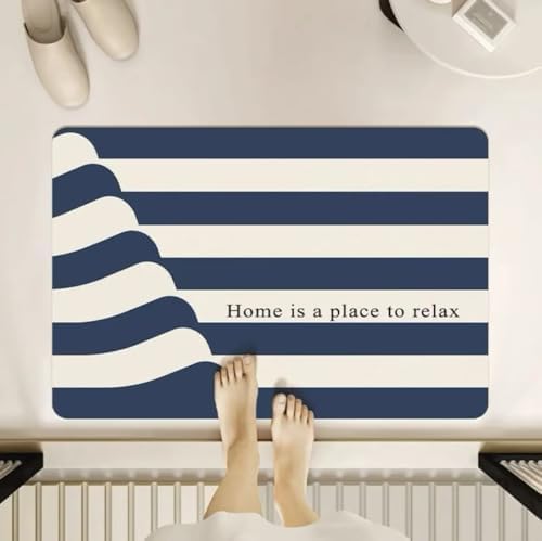 Tapis de douche diatomite stripe blue pour sortie de bain